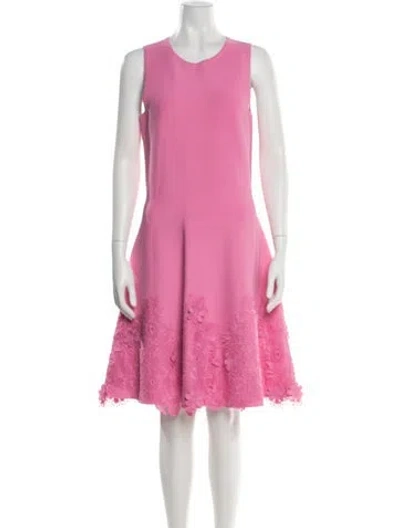 Pre-owned Teri Jon Lace Pattern Knee-length Dress In Pink