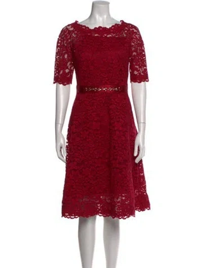Pre-owned Teri Jon Lace Pattern Knee-length Dress In Pink