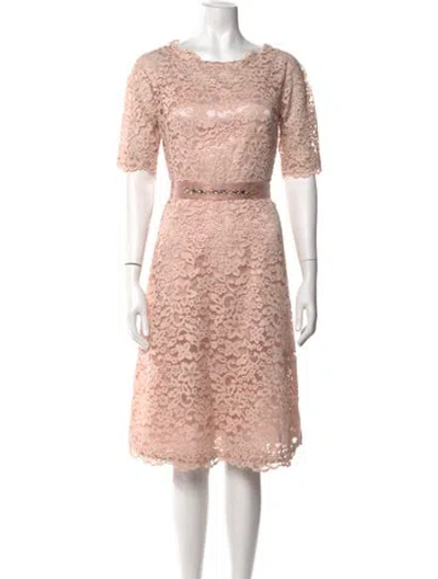 Pre-owned Teri Jon Lace Pattern Knee-length Dress In Pink