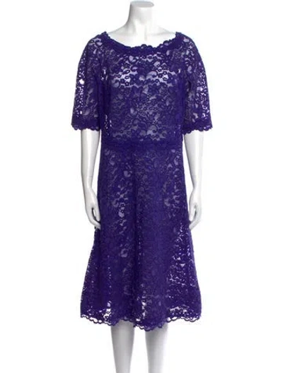 Pre-owned Teri Jon Lace Pattern Knee-length Dress In Purple