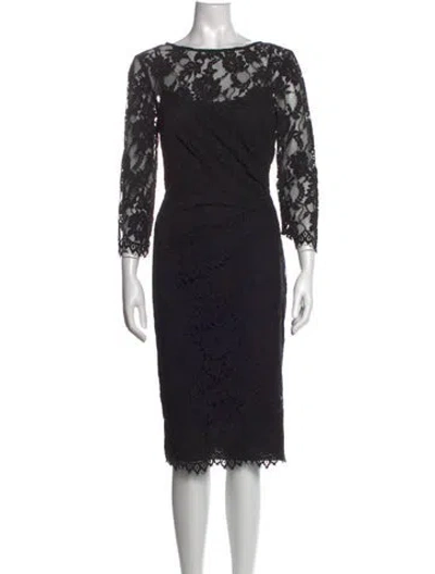 Pre-owned Teri Jon Lace Pattern Knee-length Dress W/ Tags In Black