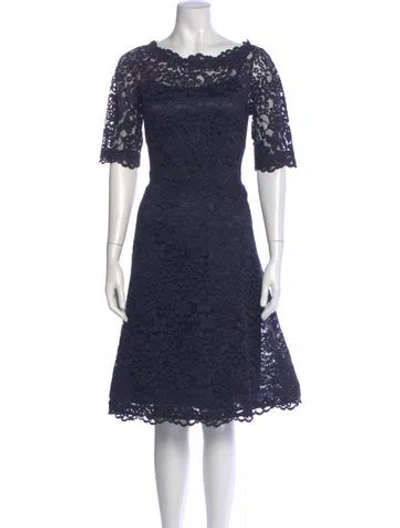 Pre-owned Teri Jon Lace Pattern Knee-length Dress W/ Tags In Blue