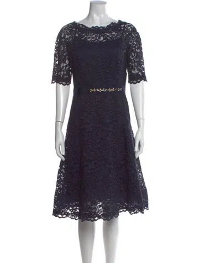 Pre-owned Teri Jon Lace Pattern Knee-length Dress W/ Tags In Blue
