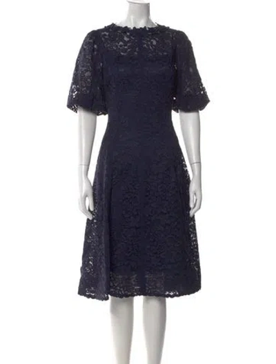 Pre-owned Teri Jon Lace Pattern Knee-length Dress W/ Tags In Blue
