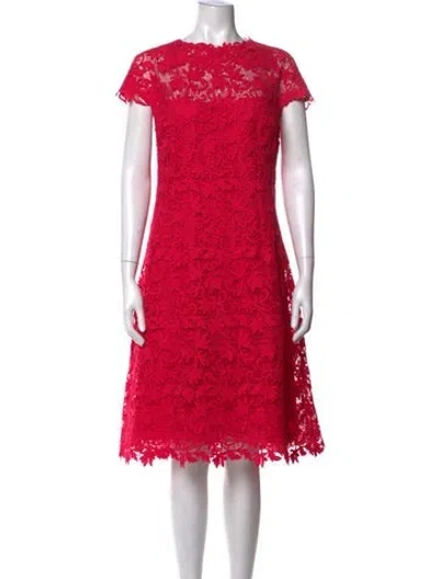 Pre-owned Teri Jon Lace Pattern Knee-length Dress W/ Tags In Pink