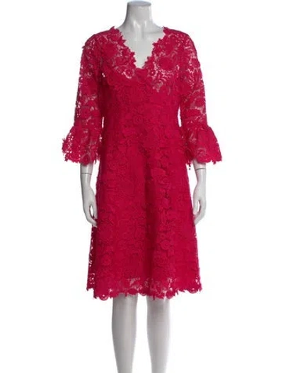 Pre-owned Teri Jon Lace Pattern Knee-length Dress W/ Tags In Red
