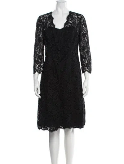 Pre-owned Teri Jon Lace Pattern Lace Trim Embellishment Dress Set In Black