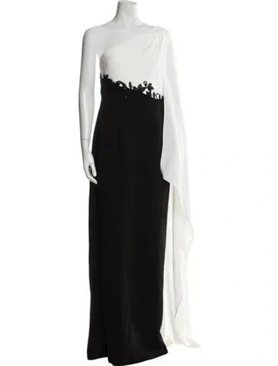 Pre-owned Teri Jon Lace Pattern Long Dress In Black