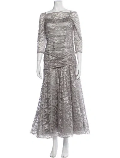 Pre-owned Teri Jon Lace Pattern Long Dress In Multi