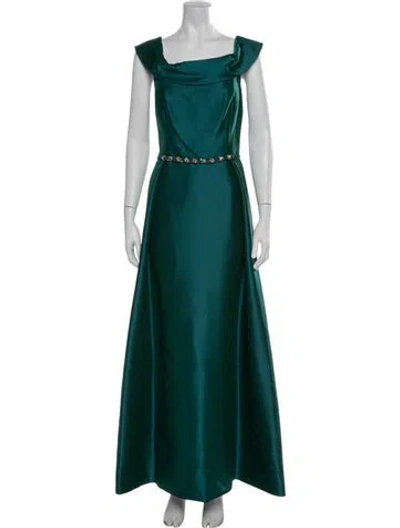 Pre-owned Teri Jon Lace Pattern Long Dress In Neutrals