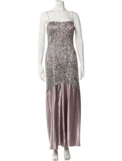 Pre-owned Teri Jon Lace Pattern Long Dress In Purple