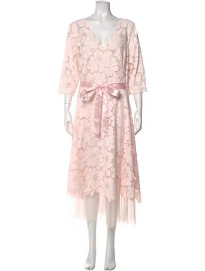 Pre-owned Teri Jon Lace Pattern Long Dress W/ Tags In Pink