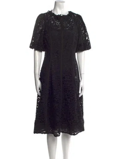Pre-owned Teri Jon Lace Pattern Midi Length Dress In Black