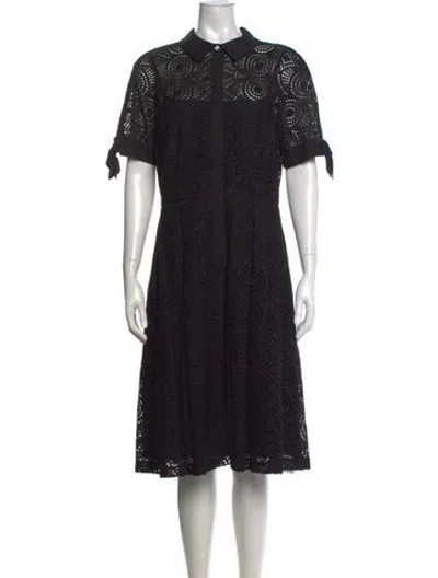Pre-owned Teri Jon Lace Pattern Midi Length Dress In Black