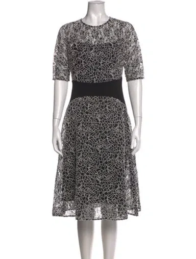 Pre-owned Teri Jon Lace Pattern Midi Length Dress In Black