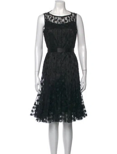 Pre-owned Teri Jon Lace Pattern Midi Length Dress In Black