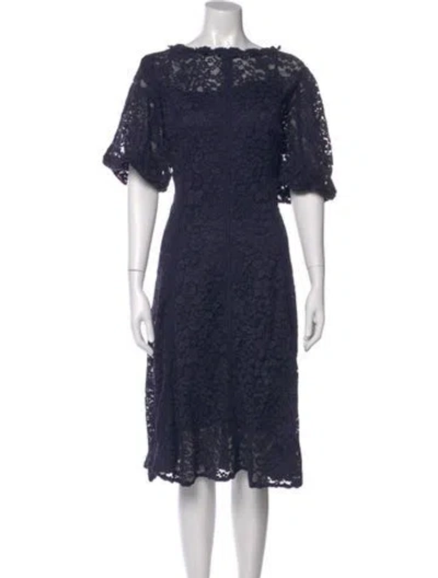 Pre-owned Teri Jon Lace Pattern Midi Length Dress In Blue