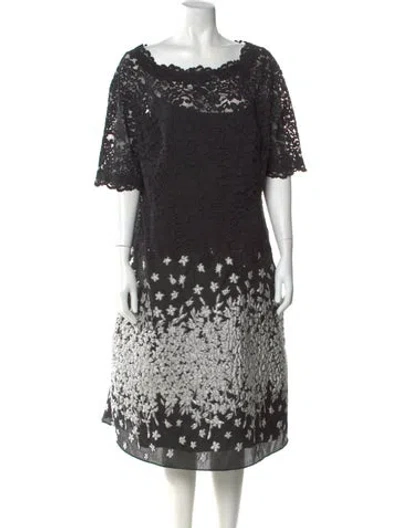 Pre-owned Teri Jon Lace Pattern Midi Length Dress In Blue