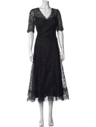 Pre-owned Teri Jon Lace Pattern Midi Length Dress In Blue