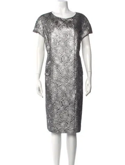 Pre-owned Teri Jon Lace Pattern Midi Length Dress In Multi