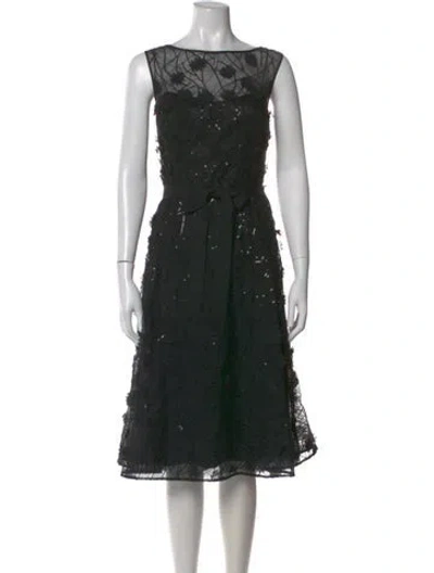 Pre-owned Teri Jon Lace Pattern Midi Length Dress In Multi