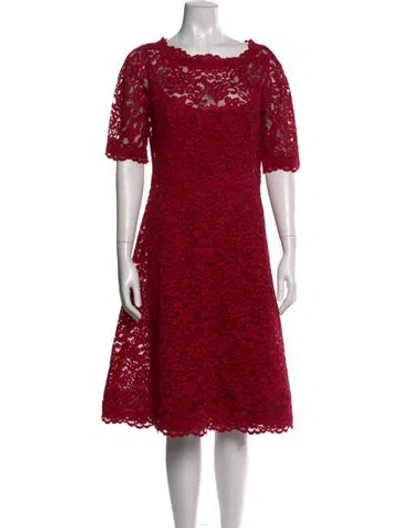 Pre-owned Teri Jon Lace Pattern Midi Length Dress In Pink