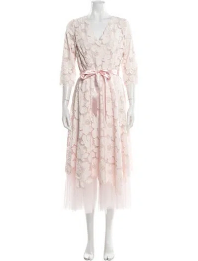 Pre-owned Teri Jon Lace Pattern Midi Length Dress In Pink