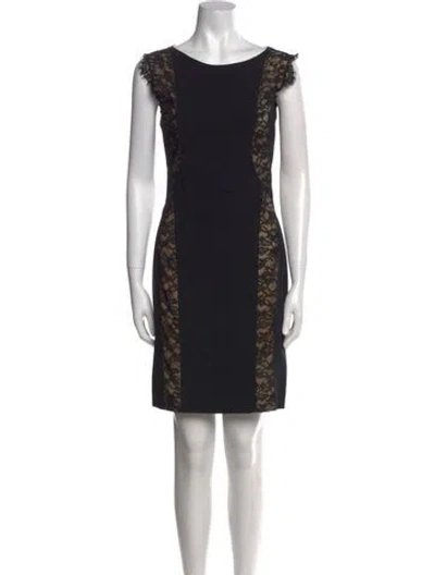 Pre-owned Teri Jon Lace Pattern Mini Dress In Black