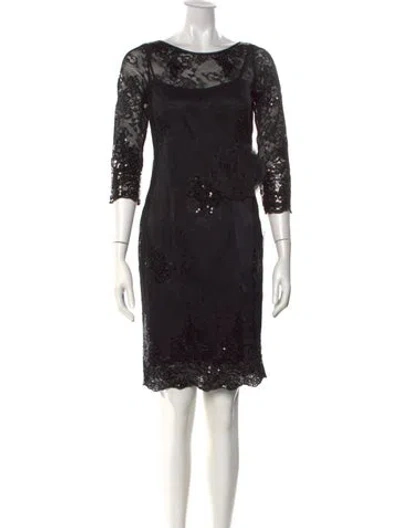 Pre-owned Teri Jon Lace Pattern Mini Dress W/ Tags In Black