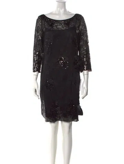 Pre-owned Teri Jon Lace Pattern Mini Dress W/ Tags In Black