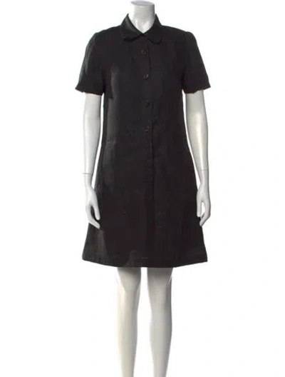 Pre-owned Teri Jon Linen Knee-length Dress In Black