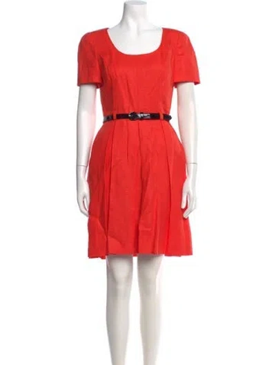 Pre-owned Teri Jon Linen Knee-length Dress In Pink