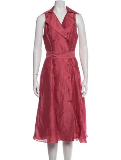 Pre-owned Teri Jon Linen Midi Length Dress In Pink