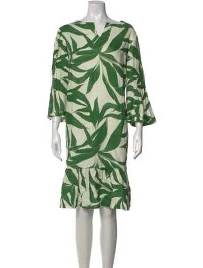 Pre-owned Teri Jon Linen Midi Length Dress W/ Tags In Green