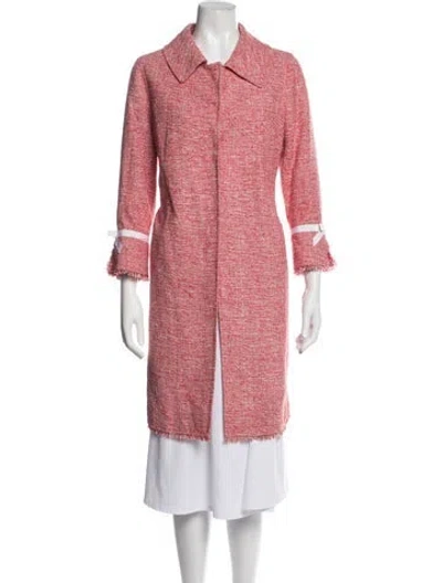 Pre-owned Teri Jon Linen Tweed Pattern Coat In Red
