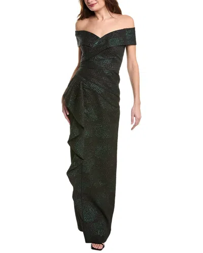 TERI JON METALLIC JACQUARD GOWN