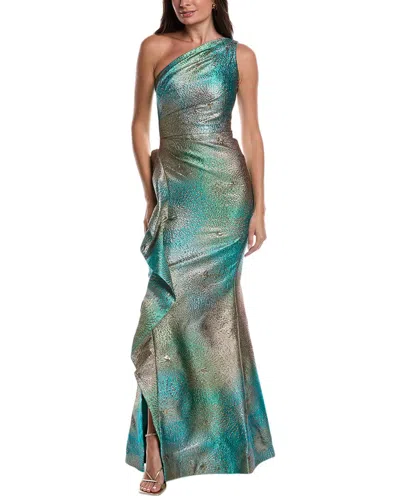 TERI JON METALLIC STARBURST GOWN