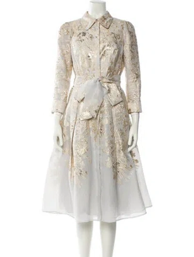 Pre-owned Teri Jon Midi Length Dress In Neutral
