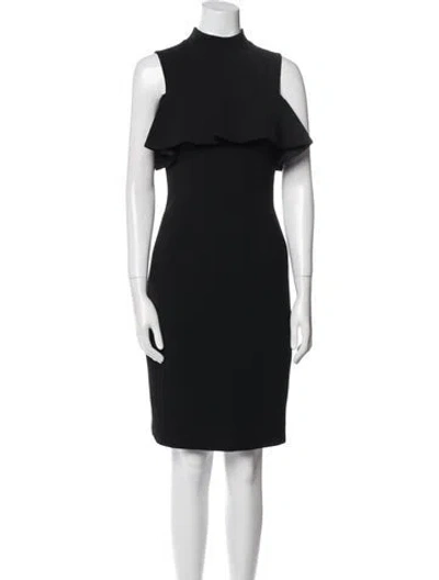 Pre-owned Teri Jon Mock Neck Knee-length Dress In Black