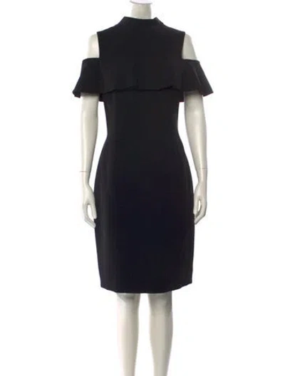 Pre-owned Teri Jon Mock Neck Knee-length Dress In Black