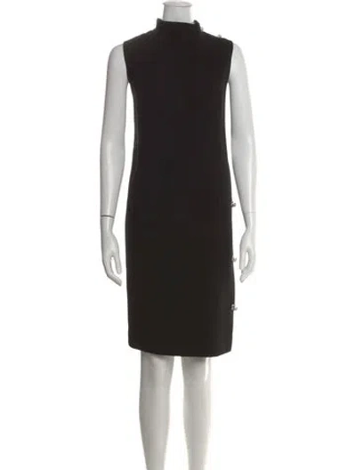 Pre-owned Teri Jon Mock Neck Knee-length Dress In Black