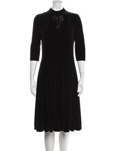 Pre-owned Teri Jon Mock Neck Knee-length Dress In Black