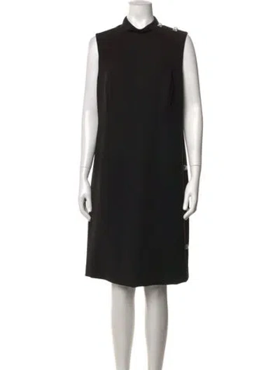 Pre-owned Teri Jon Mock Neck Knee-length Dress In Black