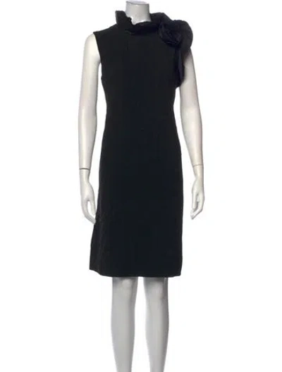 Pre-owned Teri Jon Mock Neck Knee-length Dress In Black
