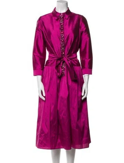 Pre-owned Teri Jon Mock Neck Long Dress In Pink