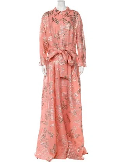 Pre-owned Teri Jon Mock Neck Long Dress In Pink