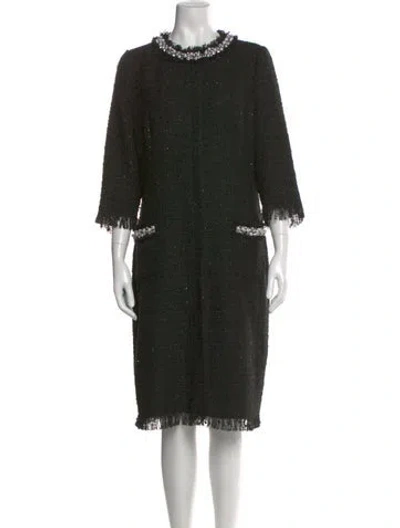 Pre-owned Teri Jon Mock Neck Midi Length Dress In Black
