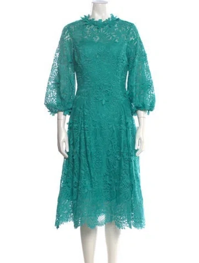 Pre-owned Teri Jon Mock Neck Midi Length Dress In Multi