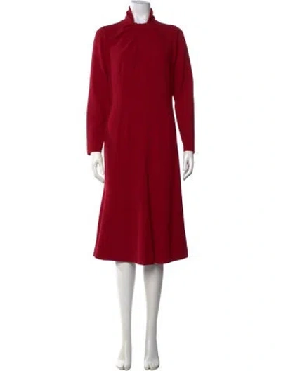Pre-owned Teri Jon Mock Neck Midi Length Dress W/ Tags In Red