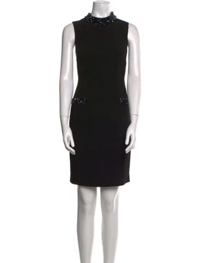 Pre-owned Teri Jon Mock Neck Mini Dress In Black